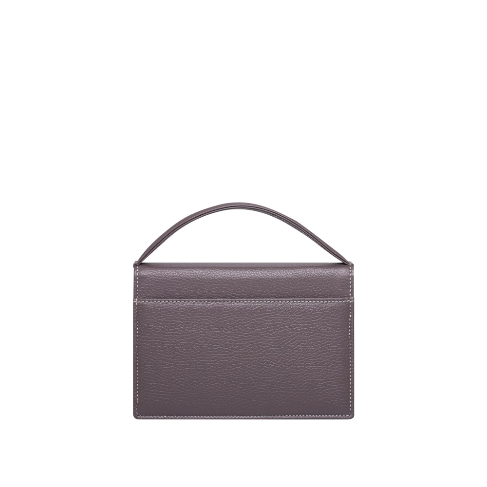 Kleine Henkeltasche aus genarbtem Kalbsleder in taupe